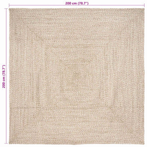 Jute Teppich Natur Weiß 200x200 cm