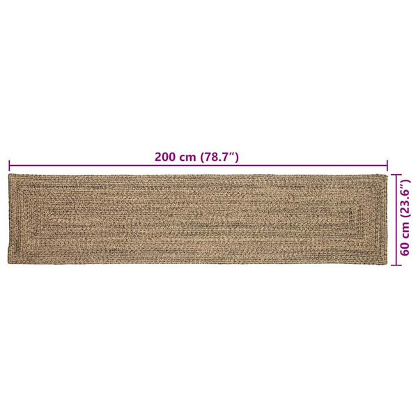 Jute Teppich Natur/Schwarz 60x200 cm