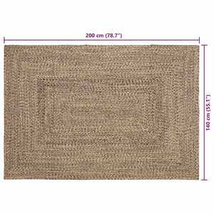 Jute Teppich Natur Schwarz 140x200 cm