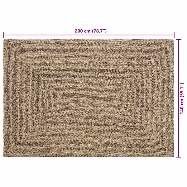 Jute Teppich Natur Schwarz 140x200 cm