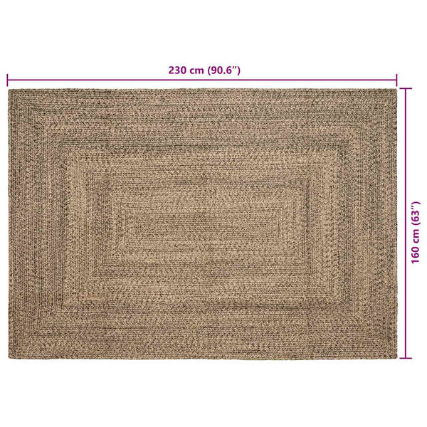 Jute Teppich Natur Schwarz 160x230 cm