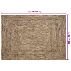 Jute Teppich Natur Schwarz 200x290 cm