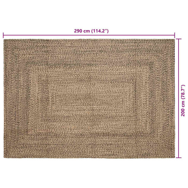 Jute Teppich Natur Schwarz 200x290 cm