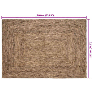 Jute Teppich Natur Schwarz 240x340 cm