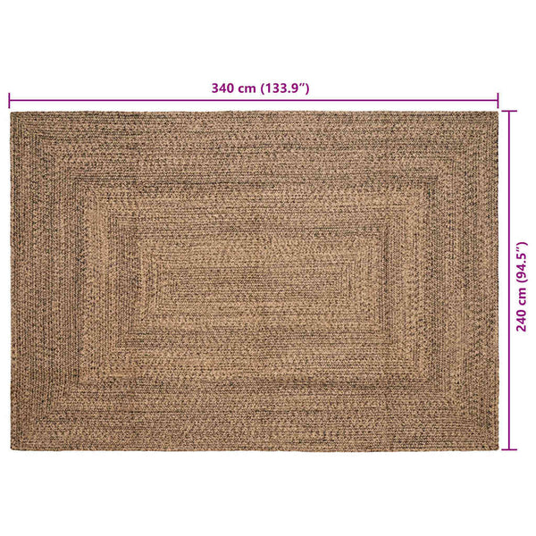 Jute Teppich Natur Schwarz 240x340 cm