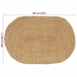 Ovaler Jute Teppich Natur 205x305 cm