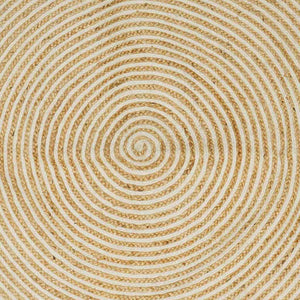 Runder Jute Teppich Natur/Weiß 120cm