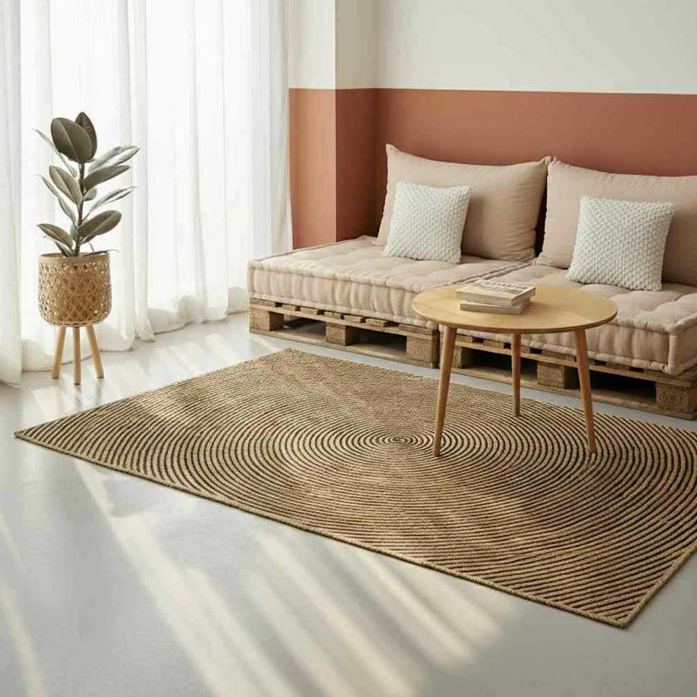 vidaXL Rug Natural and Black 140 x 200 cm Jute