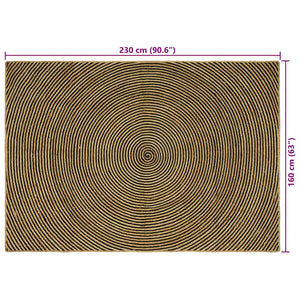 vidaXL Rug Natural and Black 160 x 230 cm Jute