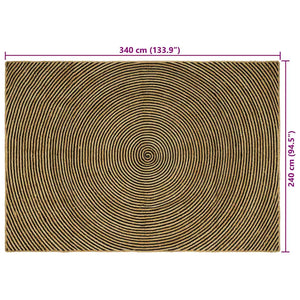 vidaXL Jute Rug Natural and Black 240 x 340 cm