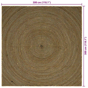 vidaXL Rug Natural and Black 300 x 300 cm Jute
