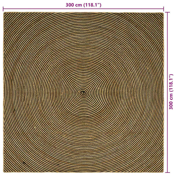 vidaXL Rug Natural and Black 300 x 300 cm Jute