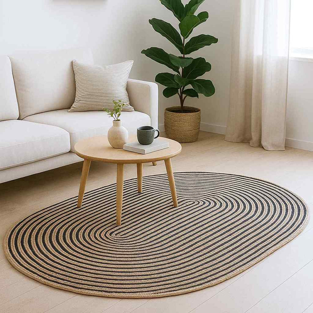 vidaXL Rug Natural and Black 205 x 305 cm Jute