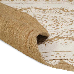 vidaXL Jute Rug Floral Natural 100 x 152 cm Jute