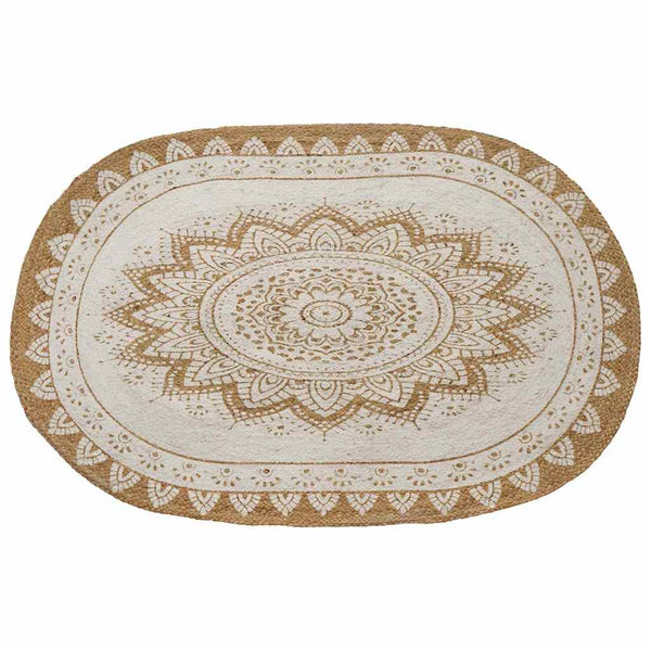 vidaXL Jute Rug Floral Natural 100 x 152 cm Jute