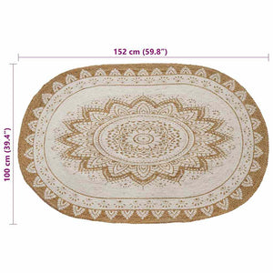 vidaXL Jute Rug Floral Natural 100 x 152 cm Jute
