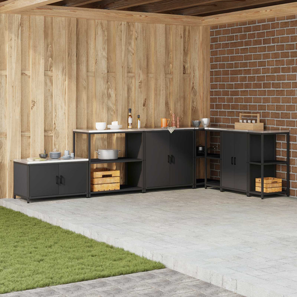 vidaXL Kitchen Storage Unit with Shelf Black 90 x 50 x 92 cm Steel