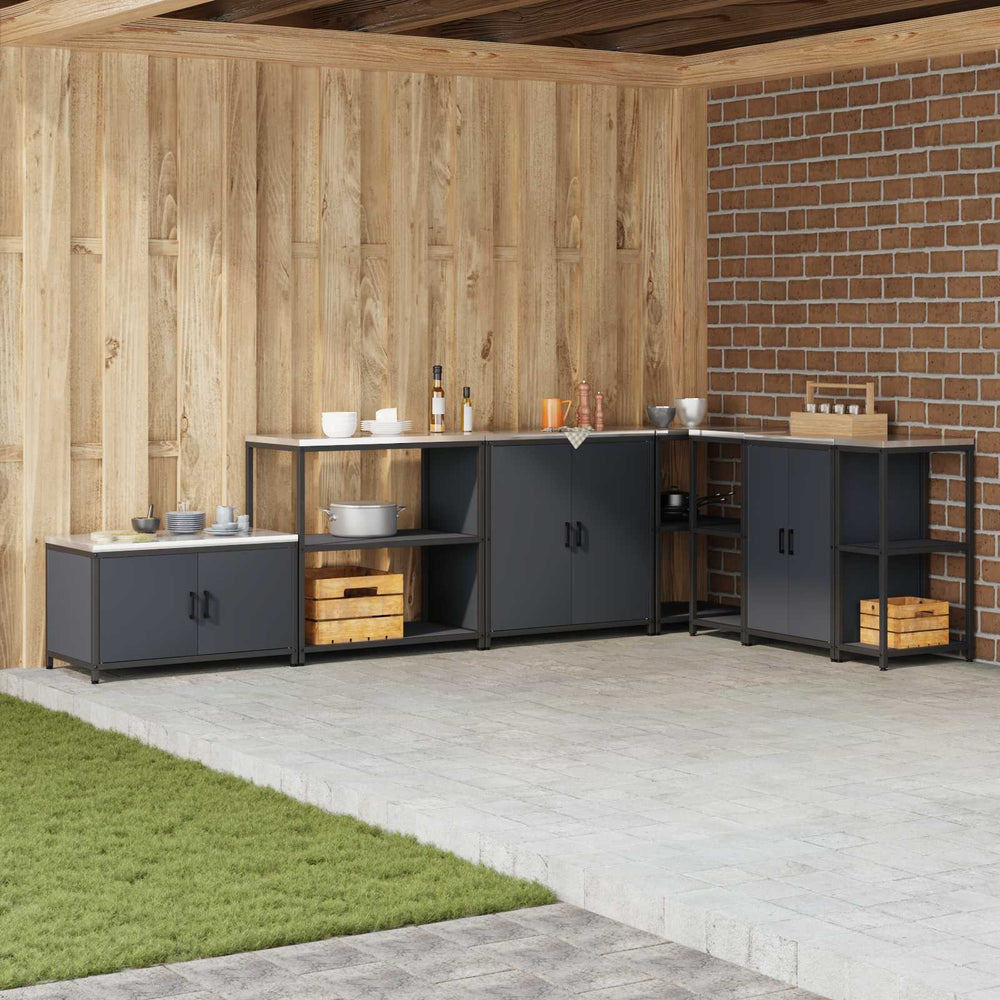 vidaXL Kitchen Storage Unit with Shelf Anthracite 90 x 50 x 92 cm Steel