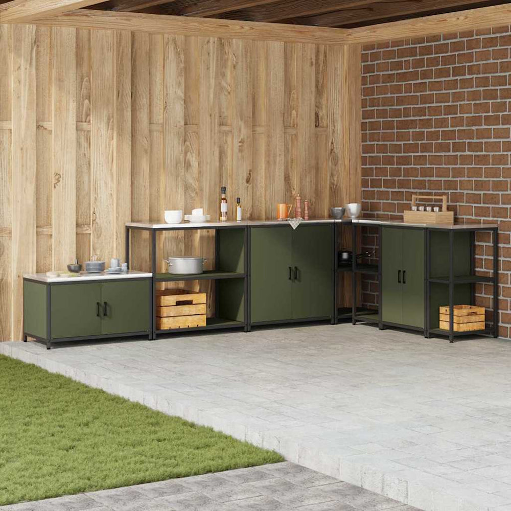 vidaXL Kitchen Storage Unit with Shelf Olive Green 90 x 50 x 92 cm Steel