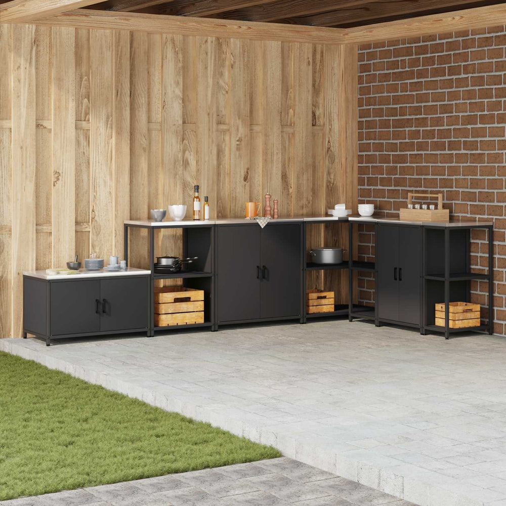 vidaXL Kitchen Storage Unit with Shelf Black 60 x 50 x 92 cm Steel