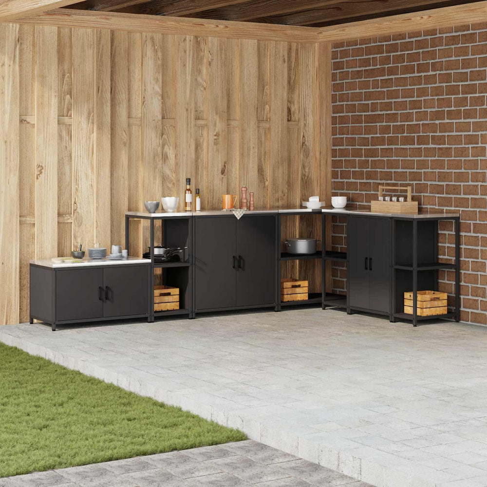 vidaXL Kitchen Storage Unit with Shelf Black 40 x 50 x 92 cm Steel
