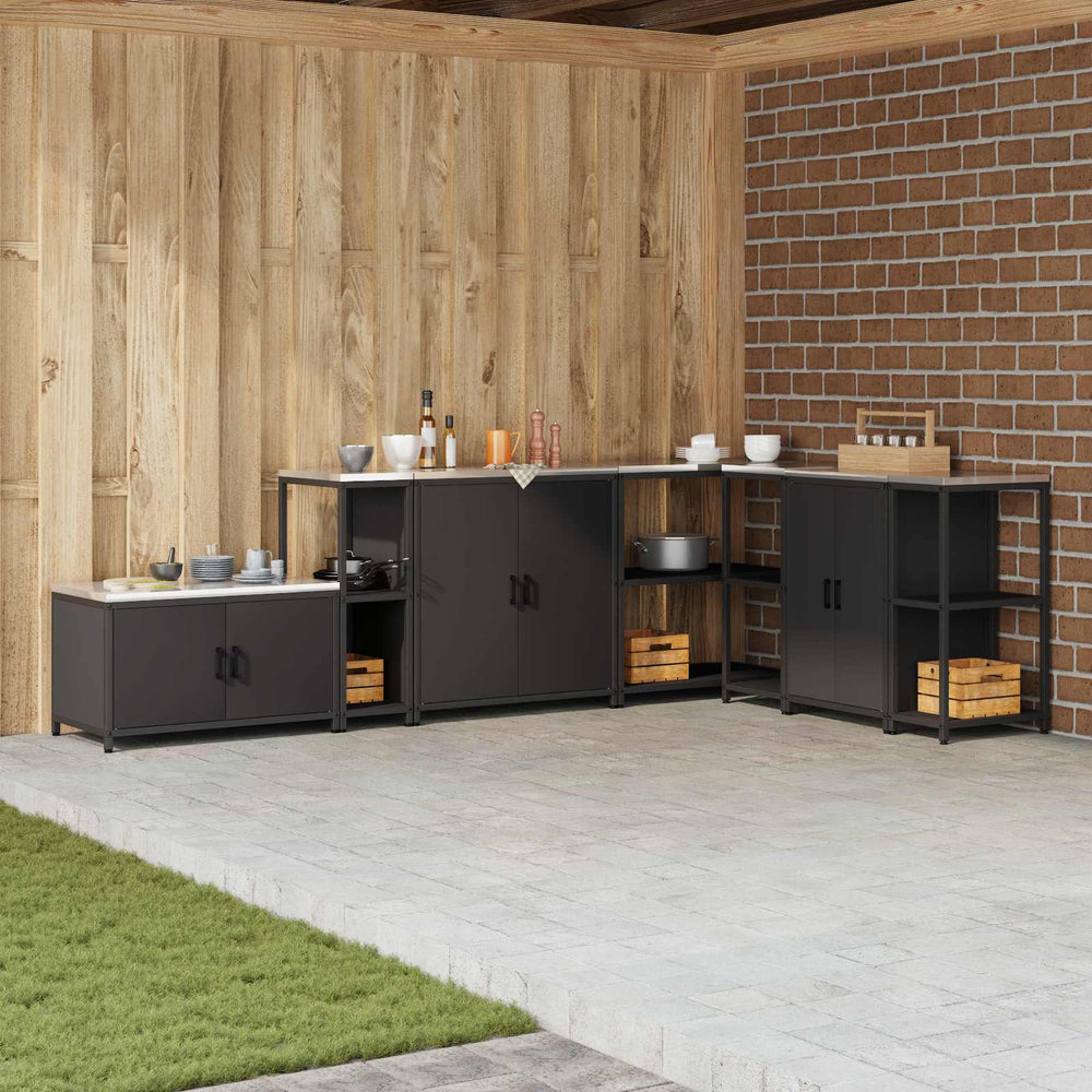 vidaXL Kitchen Storage Unit with Shelf Black 30 x 50 x 92 cm Steel
