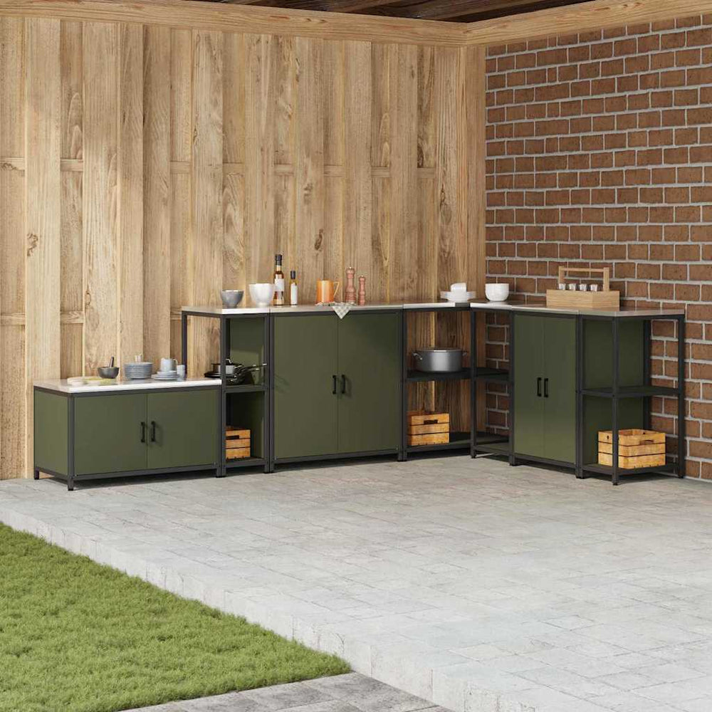 vidaXL Kitchen Storage with Shelf Olive Green 30 x 50 x 92 cm Steel