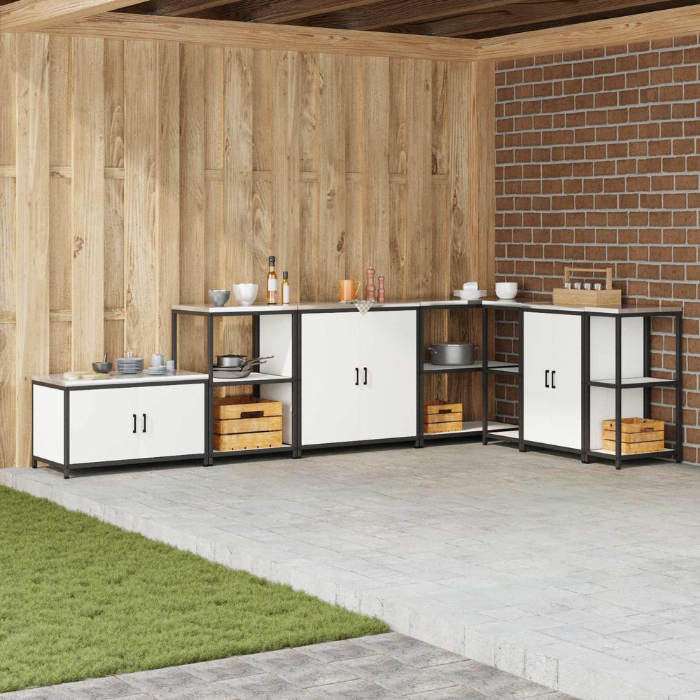 vidaXL Kitchen Storage with Door Shelf White 90 x 50 x 53 cm Steel