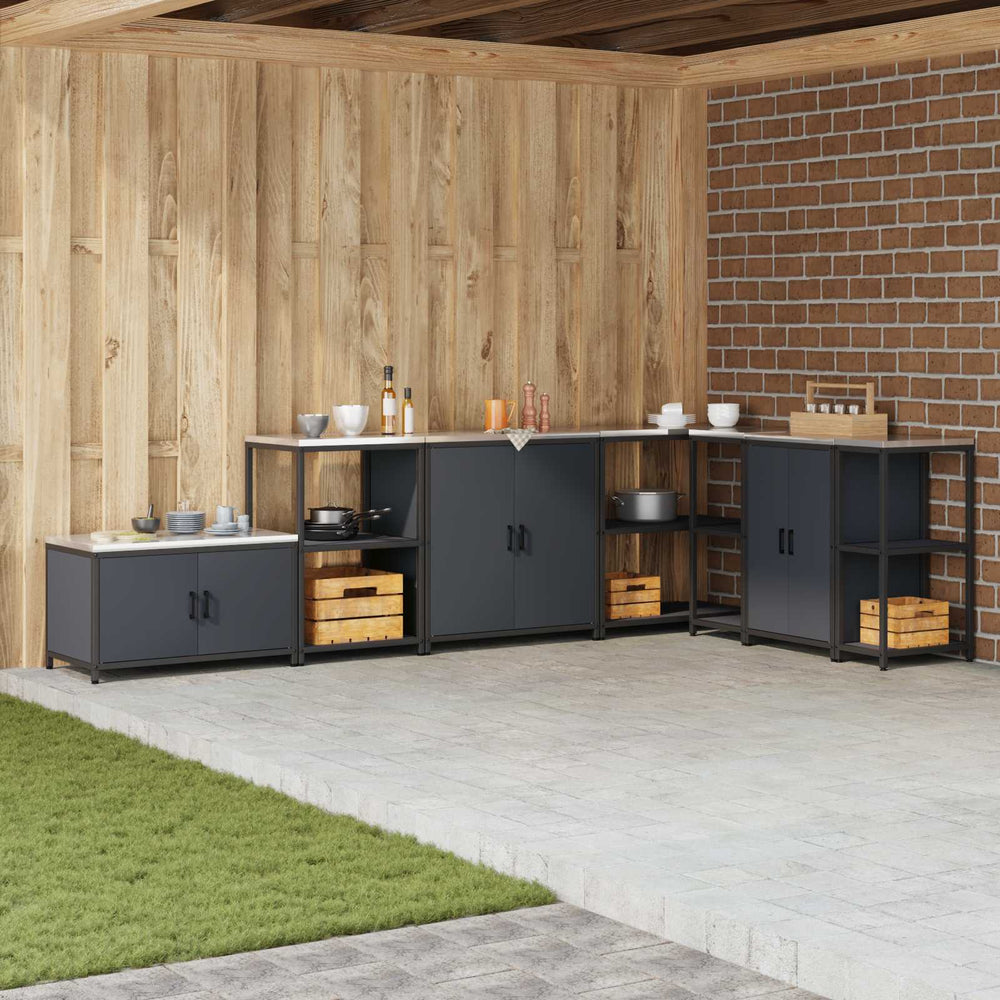 vidaXL Kitchen Storage Unit with Shelf Anthracite 90 x 50 x 53 cm Steel