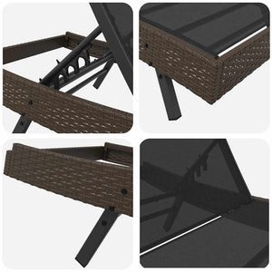 vidaXL Sun Lounger 3 pcs Brown 197 x 70 x 82 cm Poly Rattan
