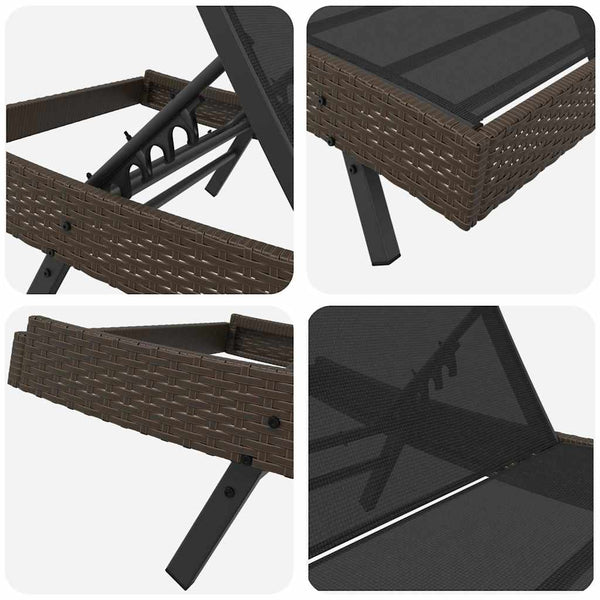 vidaXL Sun Lounger 3 pcs Brown 197 x 70 x 82 cm Poly Rattan