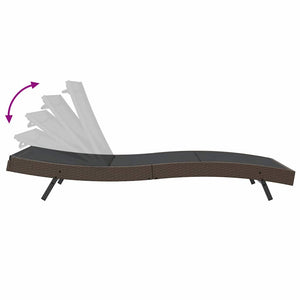 vidaXL Sun Lounger 3 pcs Brown 197 x 70 x 82 cm Poly Rattan