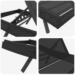 vidaXL Sun Lounger 3 pcs Black 197 x 70 x 82 cm Poly Rattan