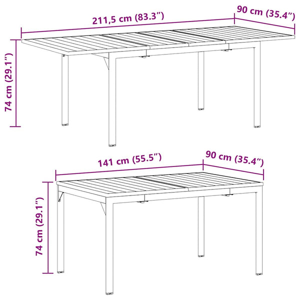 vidaXL Outdoor Dining Table 2 pcs Anthracite 210 x 90 x 73 cm Steel