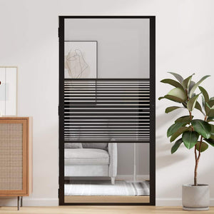 vidaXL Glass Door Striped Black 102.5 x 3.5 x 201.5 cm Aluminum