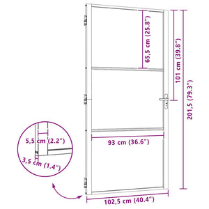 vidaXL Glass Door Striped Black 102.5 x 3.5 x 201.5 cm Aluminum