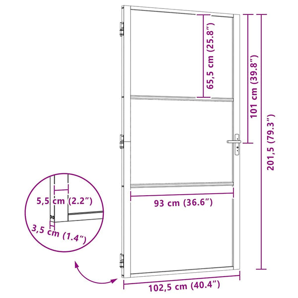 vidaXL Glass Door Striped Black 102.5 x 3.5 x 201.5 cm Aluminum