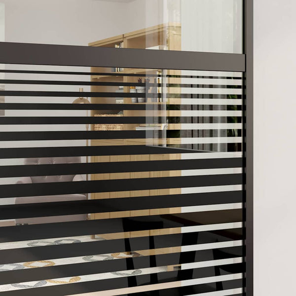 vidaXL Glass Door Striped Black 90 x 2 x 205 cm Aluminum