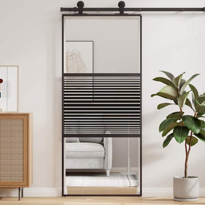 vidaXL Glass Door Striped Black 90 x 2 x 205 cm Aluminum