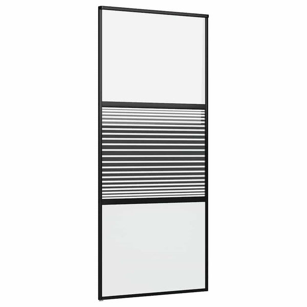 vidaXL Glass Door Striped Black 90 x 2 x 205 cm Aluminum