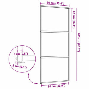 vidaXL Glass Door Striped Black 90 x 2 x 205 cm Aluminum