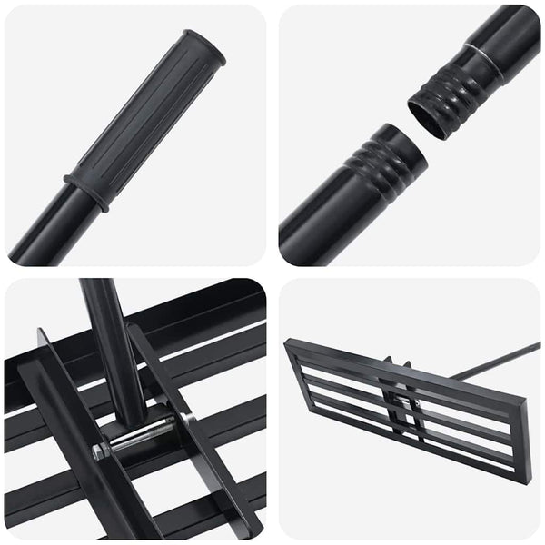vidaXL Garden Rake Black 75 x 25 x 200 cm Powder-Coated Steel