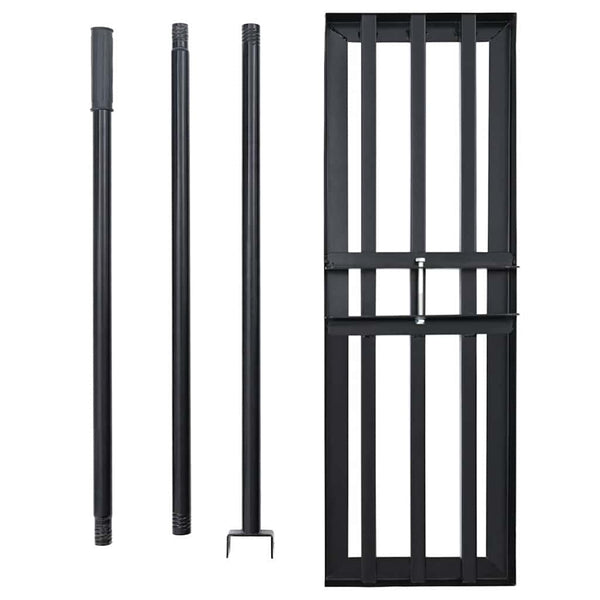 vidaXL Garden Rake Black 75 x 25 x 200 cm Powder-Coated Steel