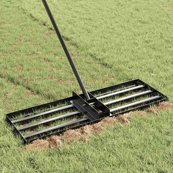 vidaXL Garden Rake Black 75 x 25 x 200 cm Powder-Coated Steel