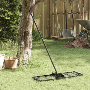 vidaXL Garden Rake Black 75 x 25 x 200 cm Powder-Coated Steel