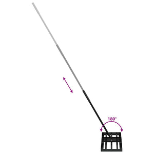 vidaXL Garden Rake Black 75 x 25 x 200 cm Powder-Coated Steel