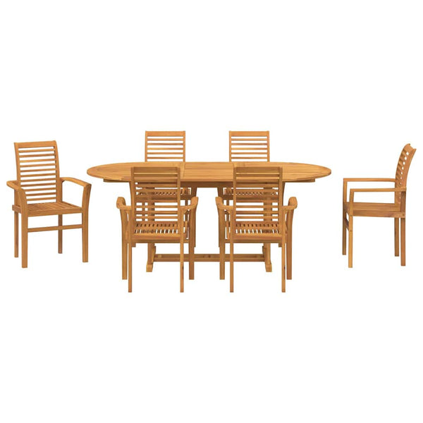 vidaXL 7-Piece Garden Dining Set Brown Solid Teakwood