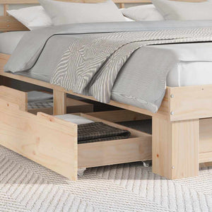 vidaXL Bed Frame with Headboard Brown 200 x 200 cm Solid Pine Wood