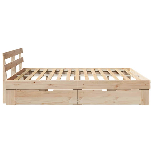 vidaXL Bed Frame with Headboard Brown 200 x 200 cm Solid Pine Wood
