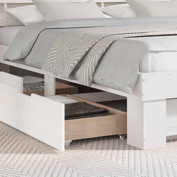 vidaXL Bed Frame with Headboard White 200 x 200 cm Solid Pine Wood